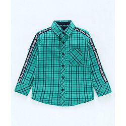 Pine Kids Full Sleeves Shoftner Wash Shirts Checks - Green