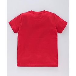 Pine Kids Half Sleeves Bio Washed T-Shirt & Shorts Set Pizza Print - Red