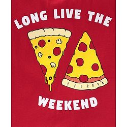 Pine Kids Half Sleeves Bio Washed T-Shirt & Shorts Set Pizza Print - Red