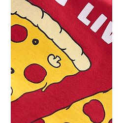 Pine Kids Half Sleeves Bio Washed T-Shirt & Shorts Set Pizza Print - Red