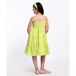 Pine Kids Sleeveless Printed Ethnic Dress with Hairband - Lime Punch