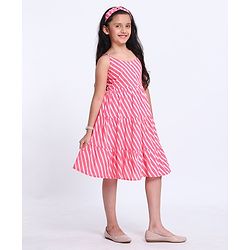 Pine Kids Singlet Stripe Ethnic Dress with Hairband - Pink