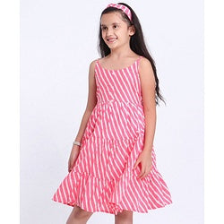 Pine Kids Singlet Stripe Ethnic Dress with Hairband - Pink