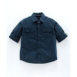 Pine Kids Full Sleeves Solid Shirts - Navy