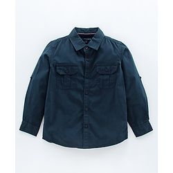 Pine Kids Full Sleeves Solid Shirts - Navy