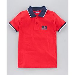 Pine Kids Half Sleeves Bio Washed T-Shirt Pack of 2 - GOLF FINCH & Fiery Red