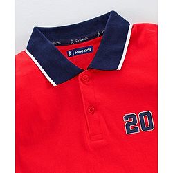Pine Kids Half Sleeves Bio Washed T-Shirt Pack of 2 - GOLF FINCH & Fiery Red