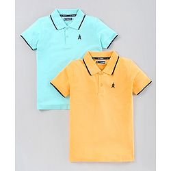 Pine Kids Half Sleeves Bio Washed T-Shirt Pack of 2 - Blue Yellow