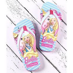 Pine Kids Flip Flops Barbie Print - Sky Blue