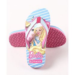 Pine Kids Flip Flops Barbie Print - Sky Blue