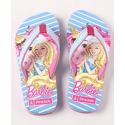Pine Kids Flip Flops Barbie Print - Sky Blue