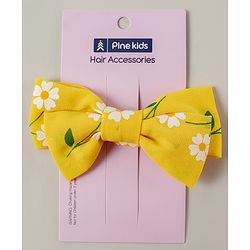 Pine Kids Bow Hair Clip Floral Print - Yellow