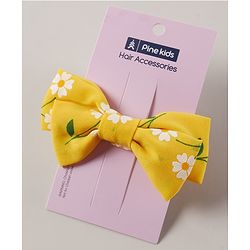Pine Kids Bow Hair Clip Floral Print - Yellow