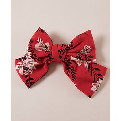 Pine Kids Flower Print Bow Hair Clip Free Size - Red