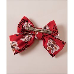 Pine Kids Flower Print Bow Hair Clip Free Size - Red