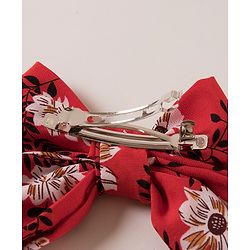 Pine Kids Flower Print Bow Hair Clip Free Size - Red