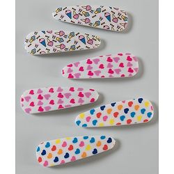 Pine Kids Snap Clips Heart and Ice cream Prints Free Size Pack of 6 - Multicolor
