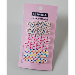 Pine Kids Snap Clips Heart and Ice cream Prints Free Size Pack of 6 - Multicolor