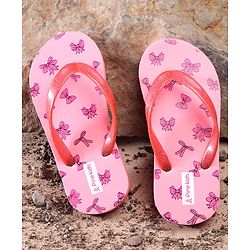 Pine Kids Flip Flops Bow Print -  Pink