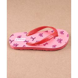 Pine Kids Flip Flops Bow Print -  Pink