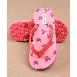 Pine Kids Flip Flops Bow Print -  Pink