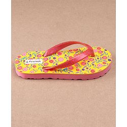 Pine Kids Flip Flops Floral Print - Yellow