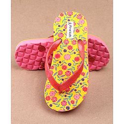 Pine Kids Flip Flops Floral Print - Yellow
