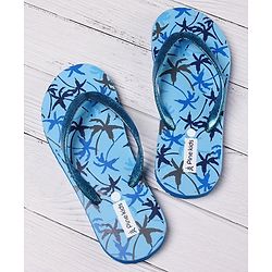 Pine Kids Flip Flops Tree Print - Blue