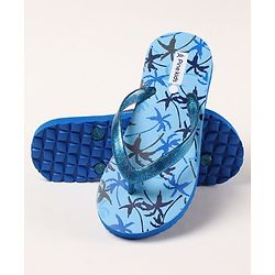 Pine Kids Flip Flops Tree Print - Blue
