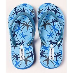Pine Kids Flip Flops Tree Print - Blue