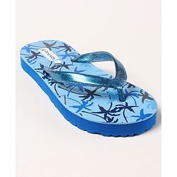 Pine Kids Flip Flops Tree Print - Blue