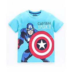 Pine Kids Half Sleeves Bio Washed T-Shirt & Pajama Set Captain America Print - Blue Red