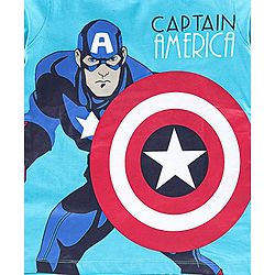 Pine Kids Half Sleeves Bio Washed T-Shirt & Pajama Set Captain America Print - Blue Red