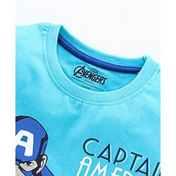 Pine Kids Half Sleeves Bio Washed T-Shirt & Pajama Set Captain America Print - Blue Red