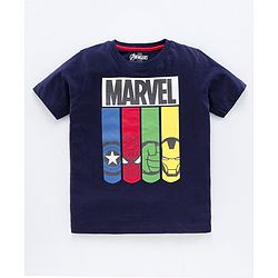 Pine Kids Half Sleeves Bio Washed T-Shirt & Pajama Set Marvel Graphic - Blue & Red