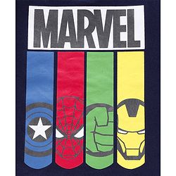 Pine Kids Half Sleeves Bio Washed T-Shirt & Pajama Set Marvel Graphic - Blue & Red