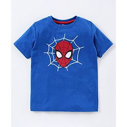 Pine Kids Half Sleeves Bio Washed T-Shirt & Pajama Set Spiderman Print - Blue