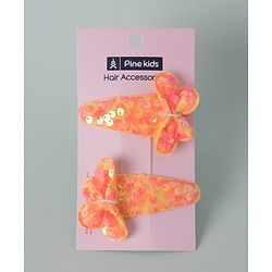 Pine Kids Sequins Snap Clips Free Size Pack of 2 - Orange