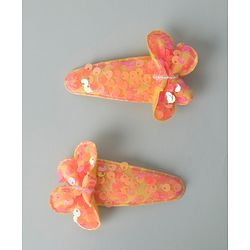 Pine Kids Sequins Snap Clips Free Size Pack of 2 - Orange