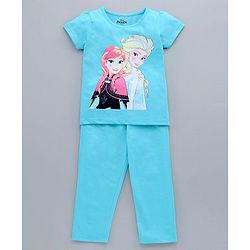 Pine Kids 100% cotton Biowashed Half Sleeves Night Suit - Blue