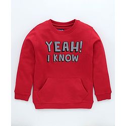 Pine Kids Full Sleeves Biowash Sweatshirt Text Print - Maroon
