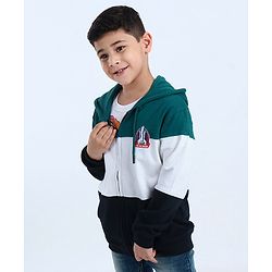 Pine Kids Full Sleeves Bio Wash Hooded Sweatshirt - Green