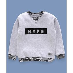 Pine Kids Full Sleeves Bio Wash Sweatshirt Hype Print - Grey