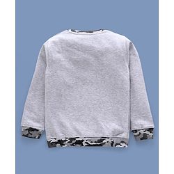 Pine Kids Full Sleeves Bio Wash Sweatshirt Hype Print - Grey
