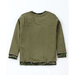 Pine Kids Full Sleeves Bio Wash Sweatshirt Camouflage Print - Olive Green
