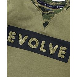 Pine Kids Full Sleeves Bio Wash Sweatshirt Camouflage Print - Olive Green