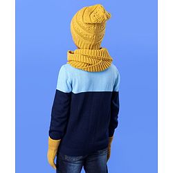 Pine Kids Woollen Cap & Set With Muffler Yellow - 14.5 cm