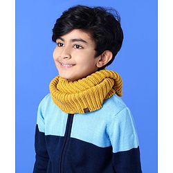 Pine Kids Woollen Cap & Set With Muffler Yellow - 14.5 cm