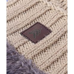 Pine Kids Winter Wear Fur Beanie Cap Gloves and Muffler Set Khaki - Diameter 13 cm