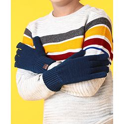 Pine Kids Woollen Cap Gloves & Snood with Fur Blue - Diameter 17 cm